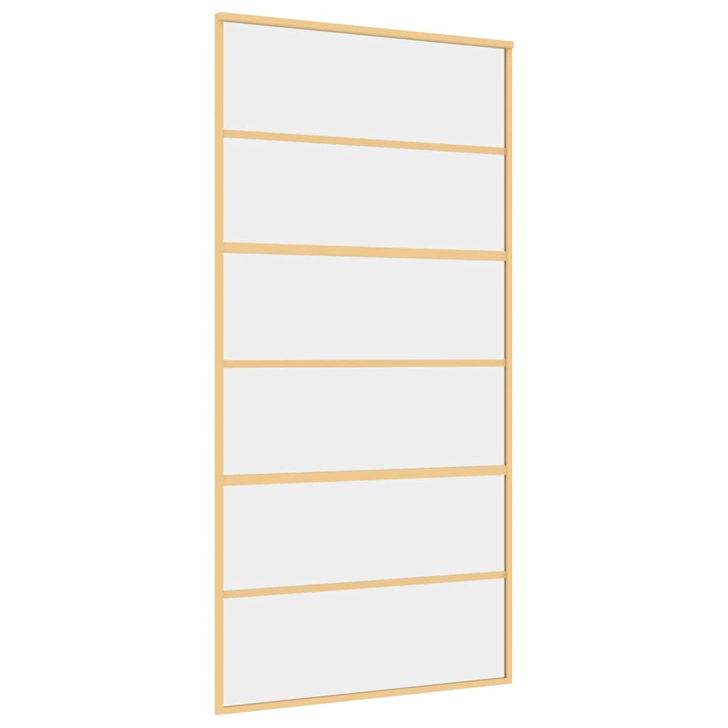 Klizna vrata 102,5x205 cm prozirno sigurnosno staklo i aluminij zlatno - zlatno, 102,5x205 cm, 1, 5 horizontalnih prečki - number 2.