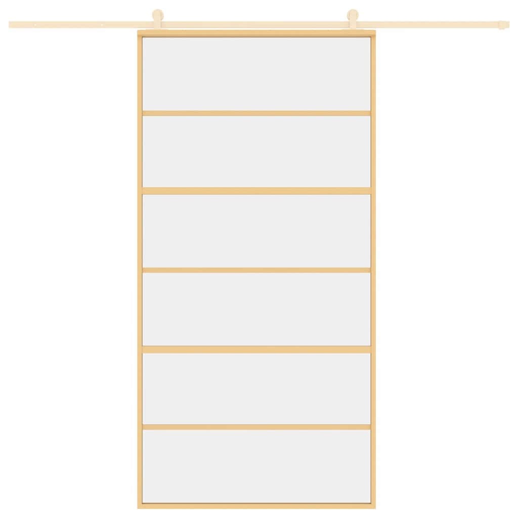 Klizna vrata 102,5x205 cm prozirno sigurnosno staklo i aluminij zlatno - zlatno, 102,5x205 cm, 1, 5 horizontalnih prečki - number 3.