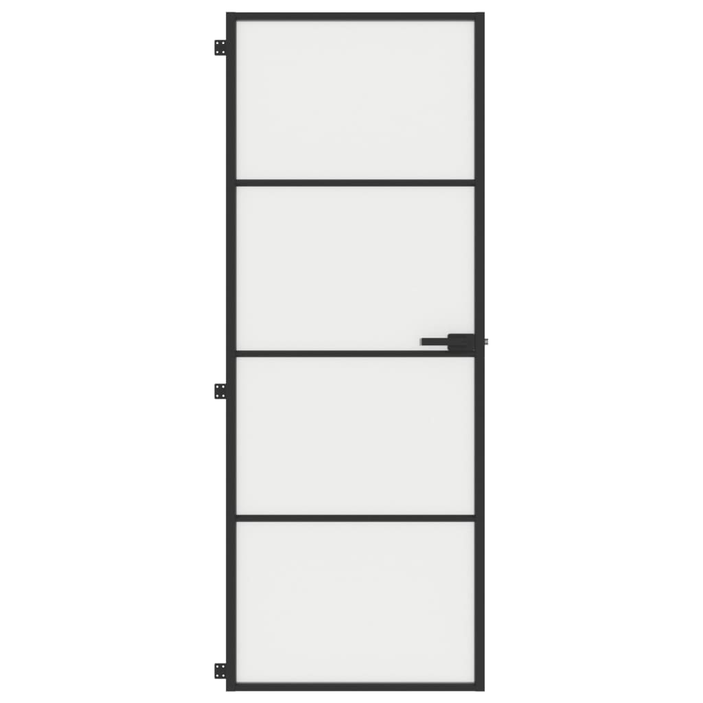 Dør 76x201,5 cm hærdet glas og aluminium sort - sort og mat, 76 x 201.5 cm, 1, 3 horisontale stænger - number 3.
