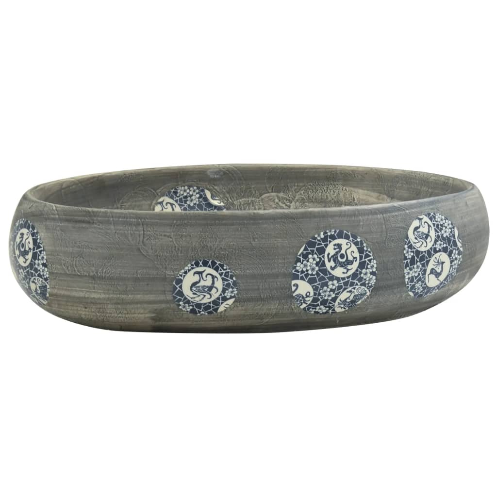 Handtvätt för bordsskivans oval keramik - grå, 59 x 40 x 15 cm - number 2.