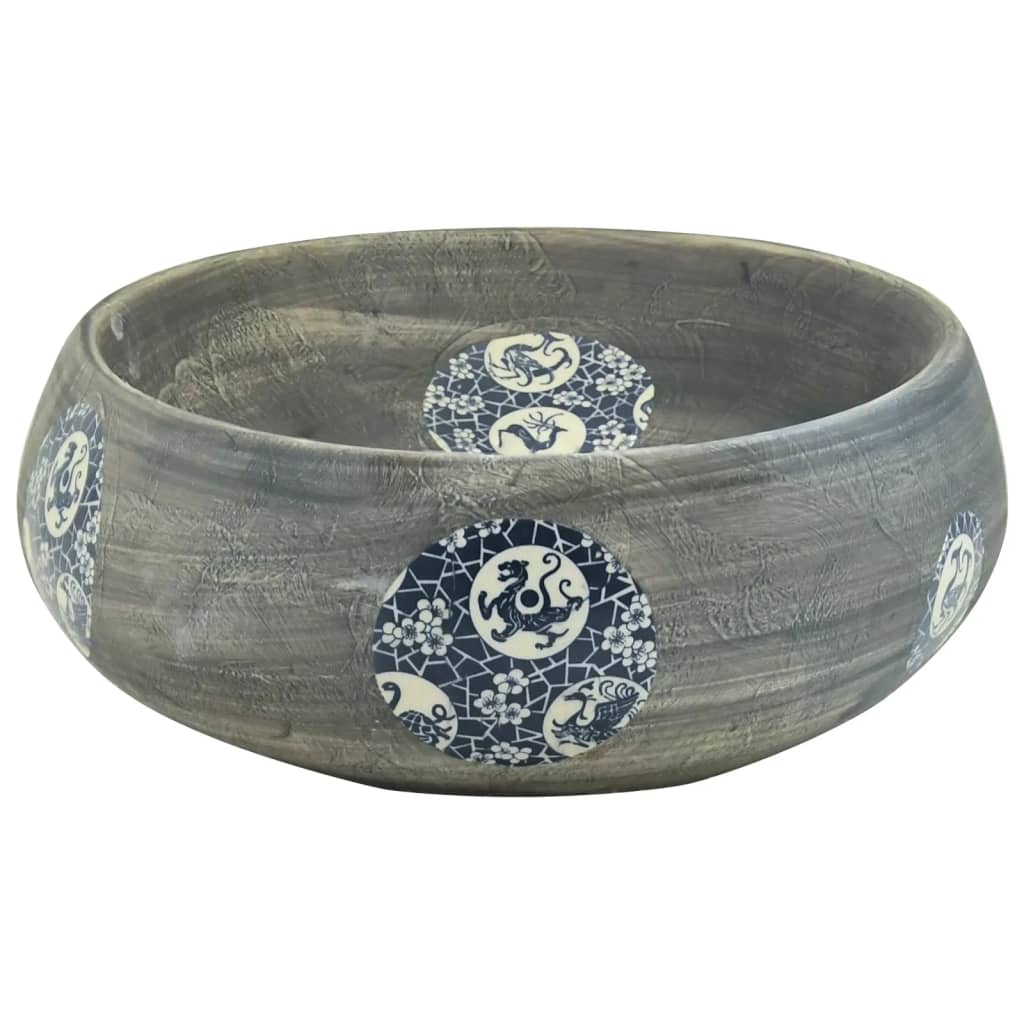 Handtvätt för bordsskivans oval keramik - grå, 59 x 40 x 15 cm - number 5.