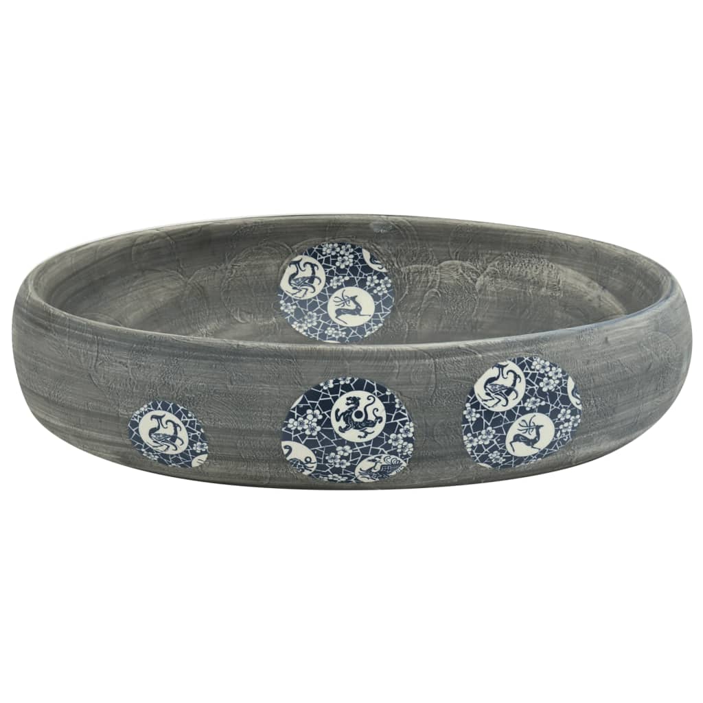 Handtvätt för bordsskivans oval keramik - grå, 59 x 40 x 15 cm - number 4.