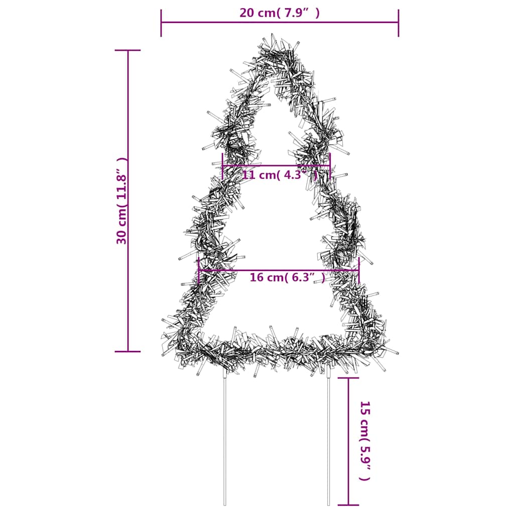Juledekoration med jordspyd juletræsform 3 stk. 50 led'er 30 cm - number 11.