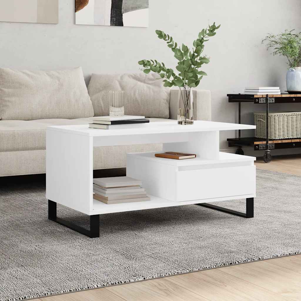 Table basse 90x49x45 cm contrecollé - blanc, 1 - number 1.