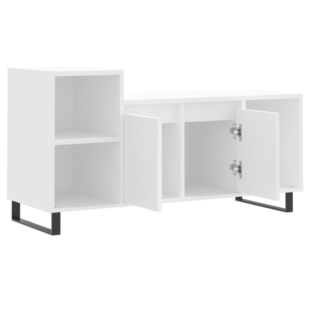 Stolik pod tv 100x35x55 cm drewno klejone - biały, 1 szt. - number 6.