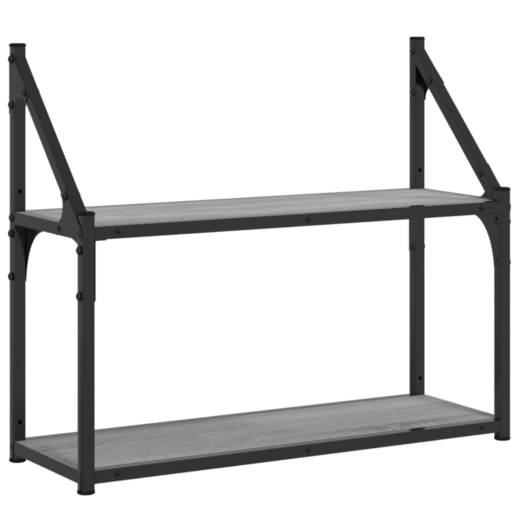 Wall bookcase with 2 shelves engineered wood - gray sonoma oak, 60 x 21 x 51 cm, 1 - number 2.