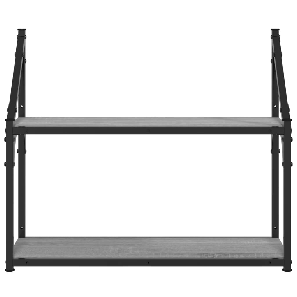 Wall bookcase with 2 shelves engineered wood - gray sonoma oak, 60 x 21 x 51 cm, 1 - number 4.