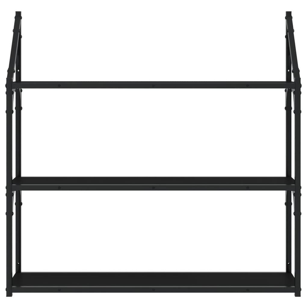 Veggbokhylle med 3 hyller 80x21x78,5 cm konstruert tre - svart, 80 x 21 x 78,5 cm, 1 - number 4.