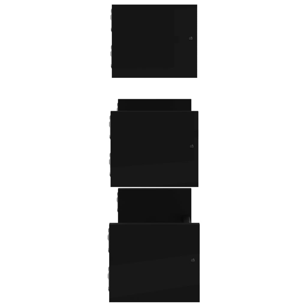 Zestaw półek ściennych z prętami 3 części drewno klejone - czarny, 1 - number 5.