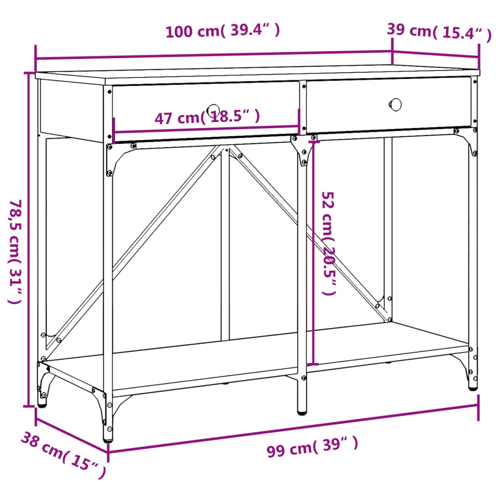 Konsola 100x39x78,5 cm drewno klejone kolor dąb brązowy - dąb brązowy, 1 - number 11.