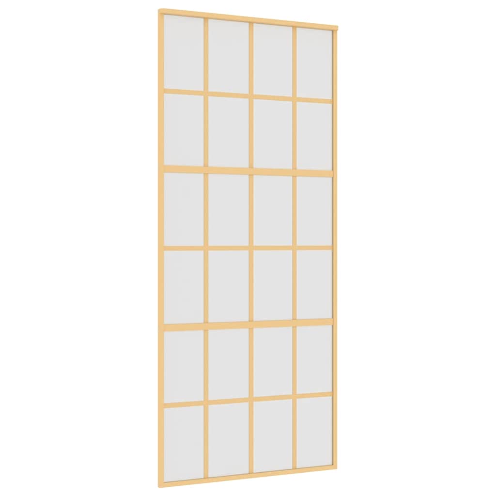 Porte coulissante en verre de sécurité et en aluminium doré - or et tapis, 90 x 205 cm, 1, 6x4 grille - number 2.