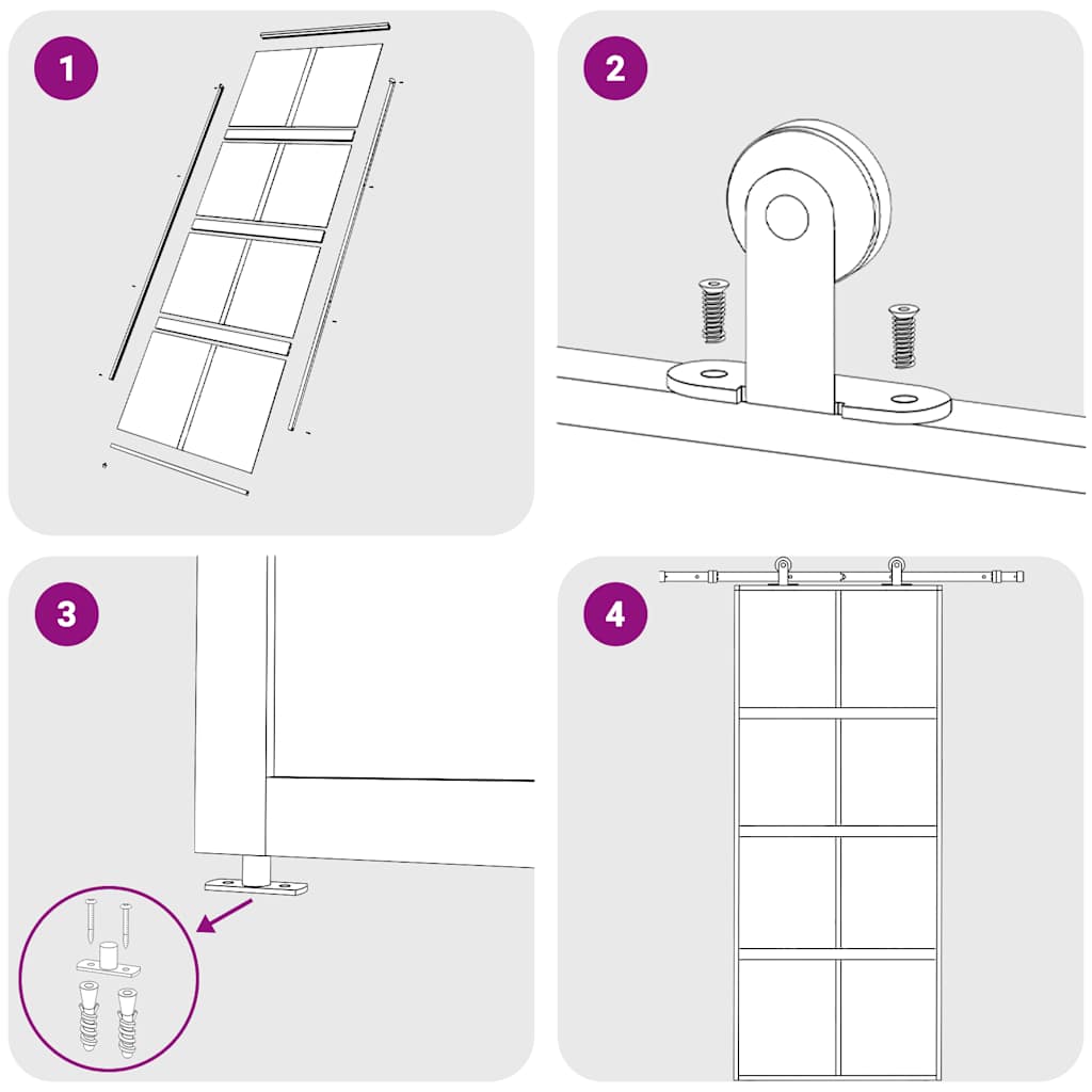 Skjutdörr härdat glas och aluminium - svart, 90 x 205 cm, 1, mörk transparent - number 8.