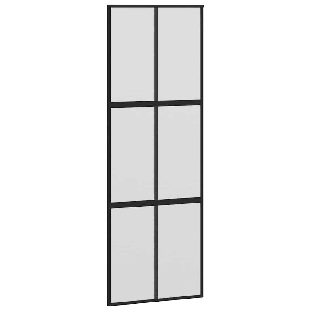 Skydedør hærdet glas og aluminium sort - sort og mat, 76 x 205 cm, 1, 3x2 gitter - number 2.