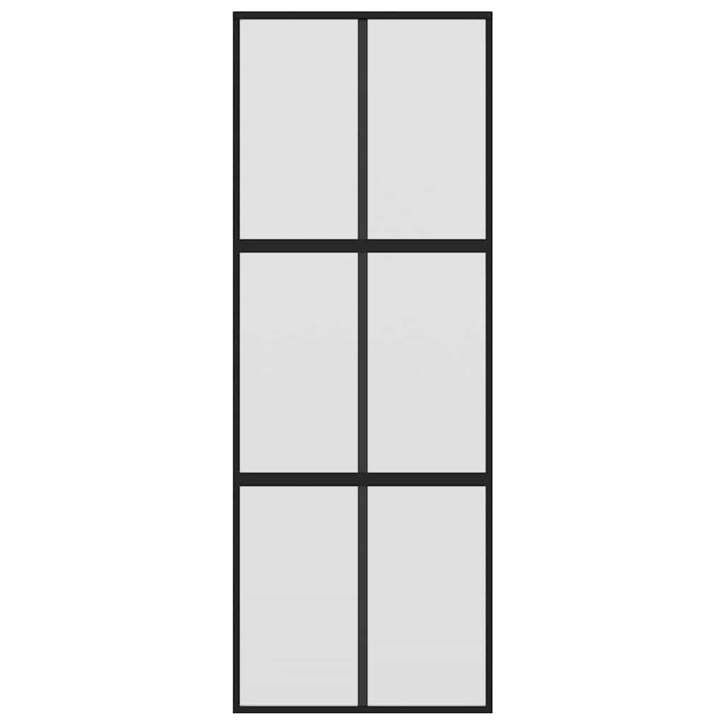Skydedør hærdet glas og aluminium sort - sort og mat, 76 x 205 cm, 1, 3x2 gitter - number 4.