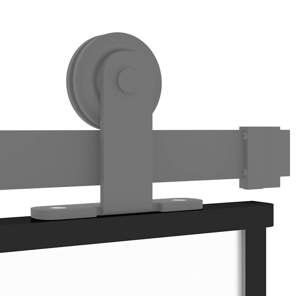 Skydedør hærdet glas og aluminium sort - sort og mat, 76 x 205 cm, 1, 3x2 gitter - number 7.