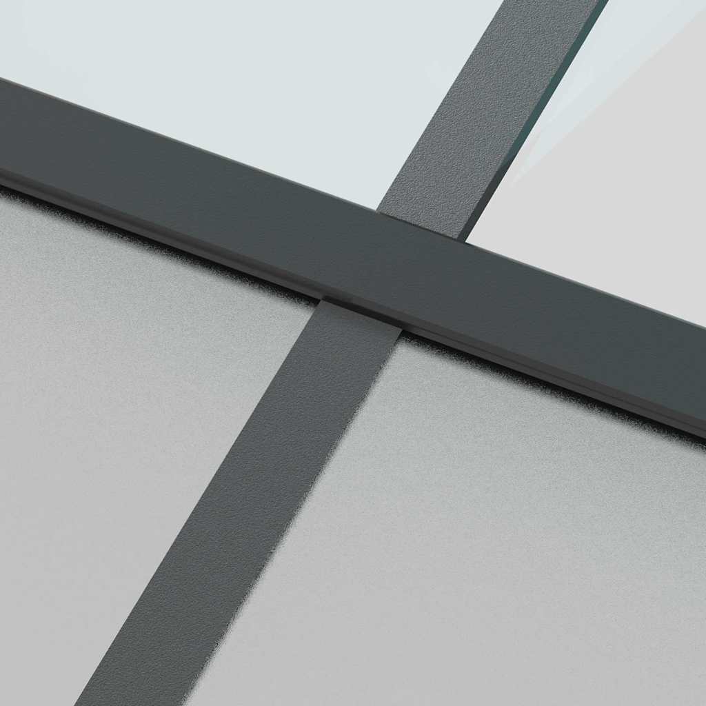 Skydedør hærdet glas og aluminium sort - sort og transparent og mat, 76 x 205 cm, 1, 3x2 gitter - number 6.