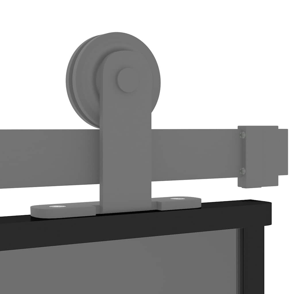 Skydedør hærdet glas og aluminium - sort, 76 x 205 cm, 1, 3x2 gitter - number 7.