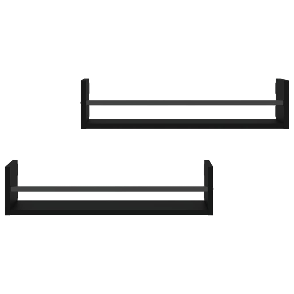 Væghylder med stænger stk. - sort, 60 x 16 x 14 cm, 2, 1 - number 4.