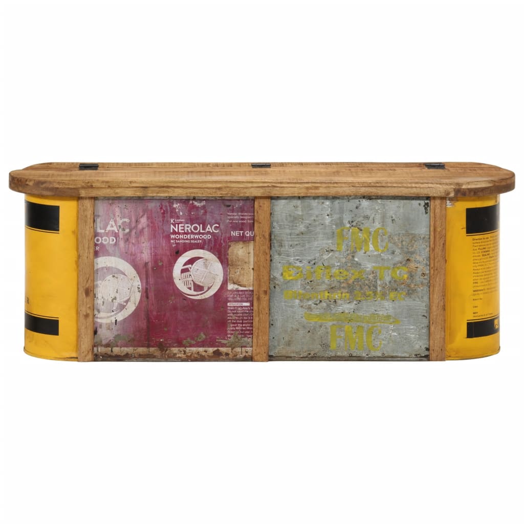 Ława/kredens ze schowkiem 120x30x40 cm lite drewno z recyklingu - number 4.