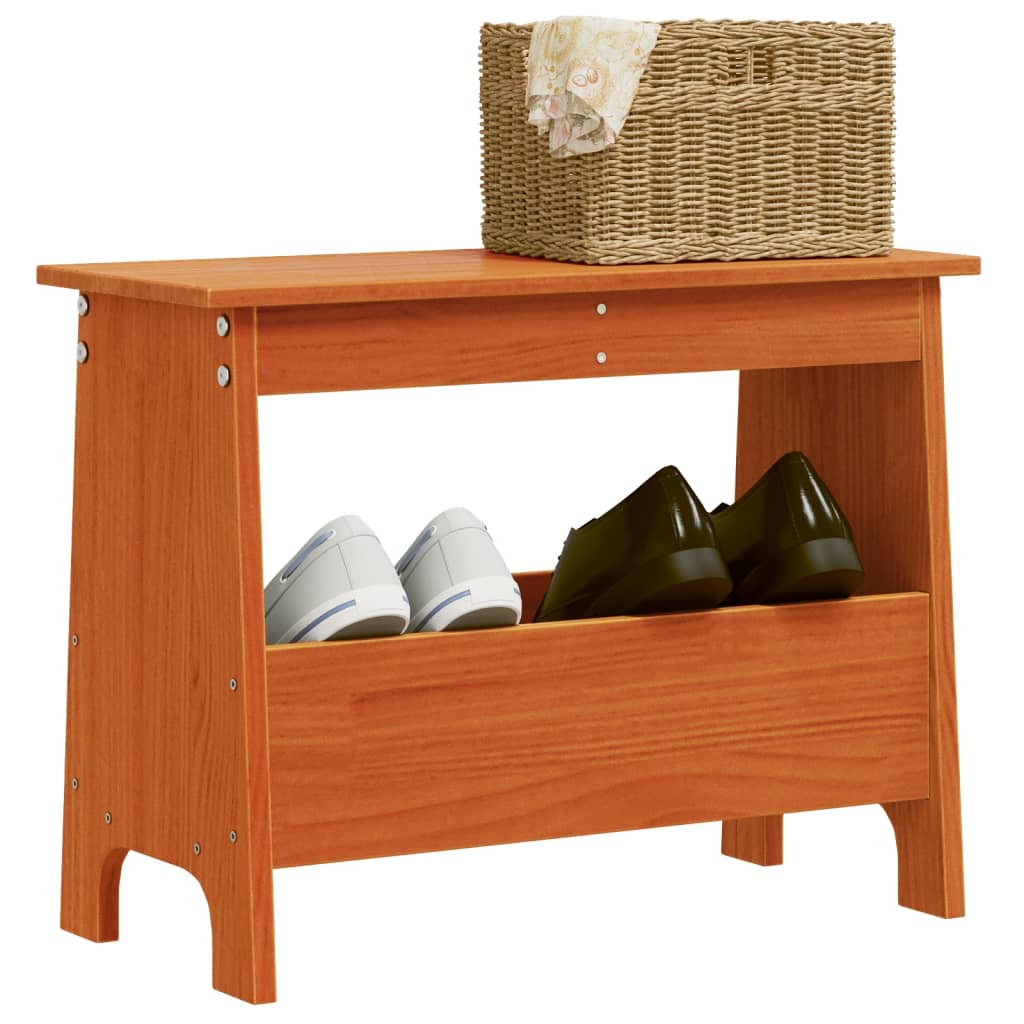 Entrébænk 60x28x45 cm massivt fyrretræ gyldenbrun - number 1.