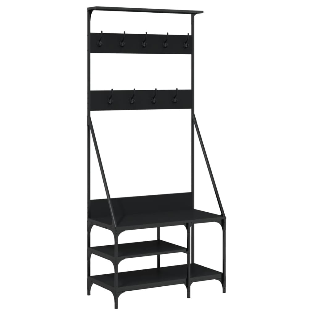 Clothes rack with shoe storage 80x40x184 cm - black, ooo 2, 1 - number 2.