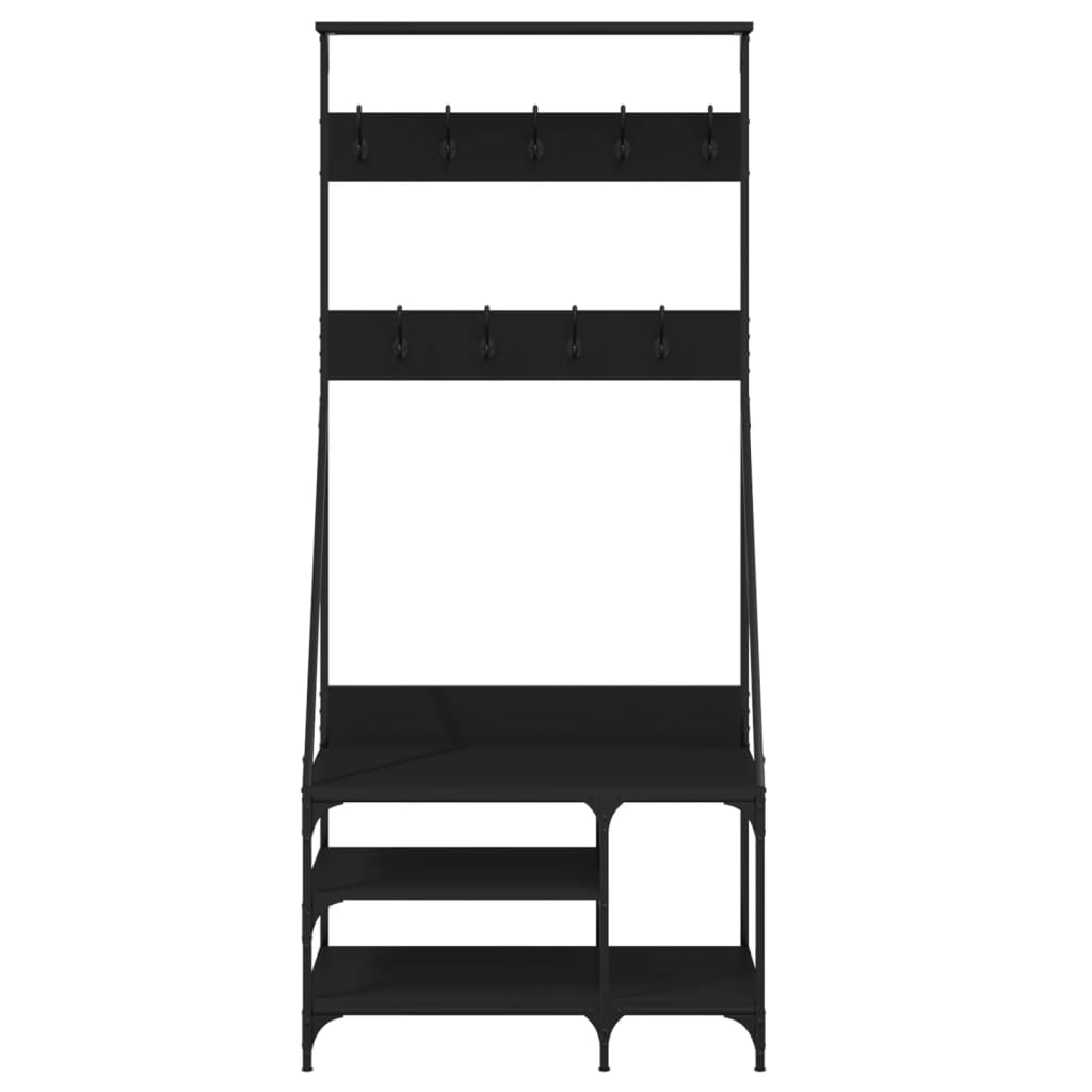 Clothes rack with shoe storage 80x40x184 cm - black, ooo 2, 1 - number 4.