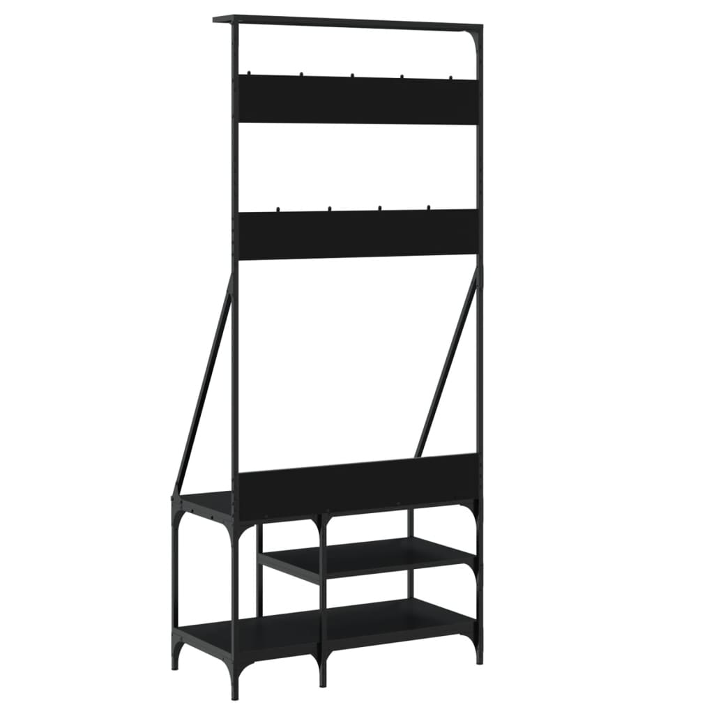 Clothes rack with shoe storage 80x40x184 cm - black, ooo 2, 1 - number 6.