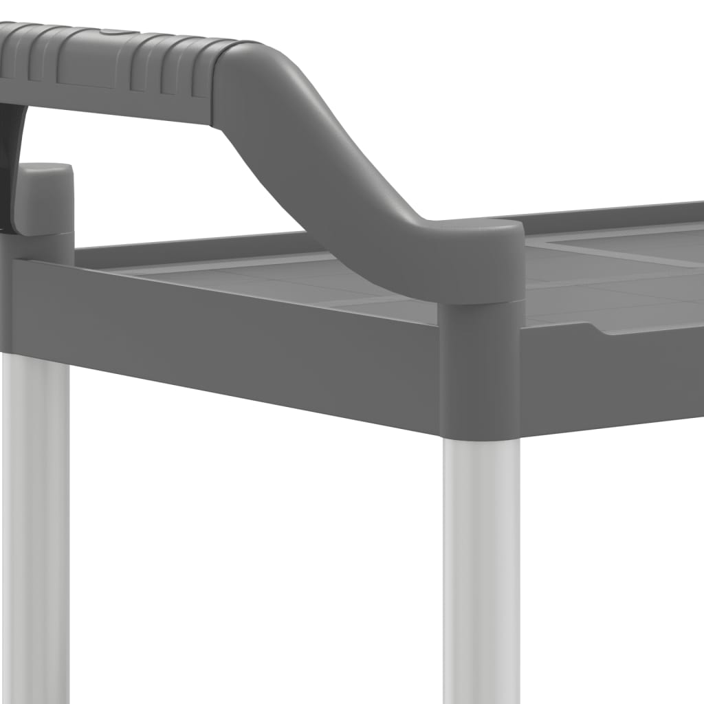 Wózek z 2 półkami aluminium - szary, 81 x 41 x 92 cm - number 7.