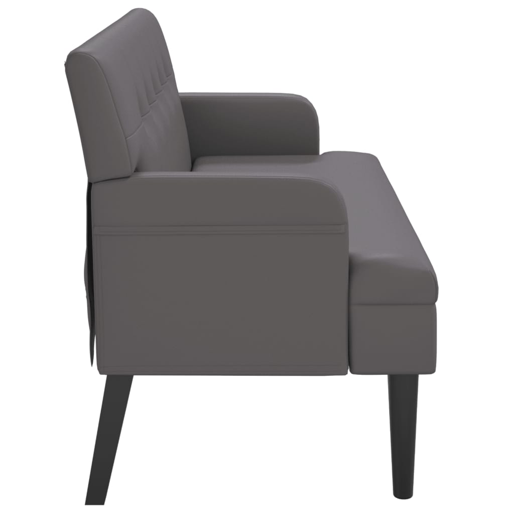 Ławka z oparciem 112x65,5x75 cm skóra syntetyczna - szara - number 4.