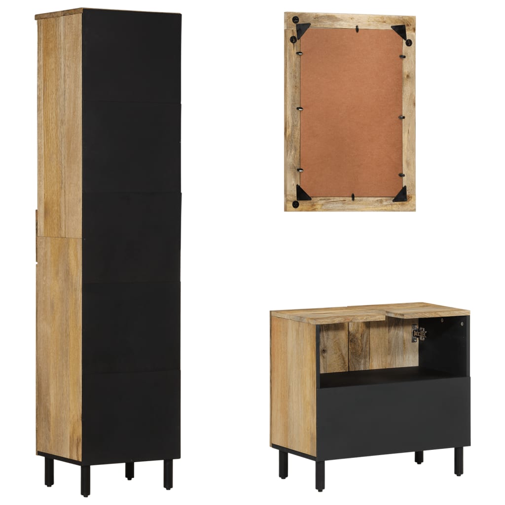 Zestaw mebli łazienkowych 3 elementy lite drewno mango - number 4.