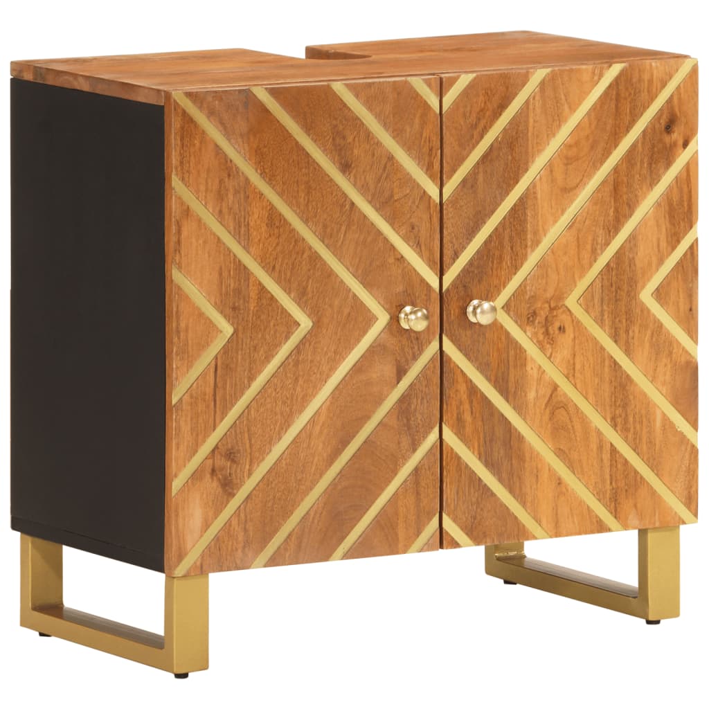 Møbelsæt til badeværelse 4 dele massivt mangotræ brun og sort - number 6.