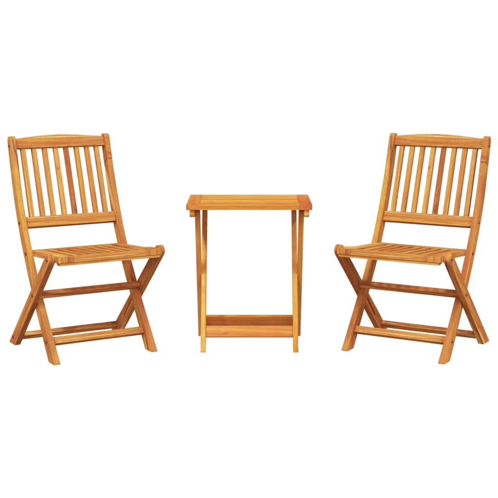 Spisebord sett for hage 3 deler sammenleggbare solide akacia -trær - ooo 1 - number 2.