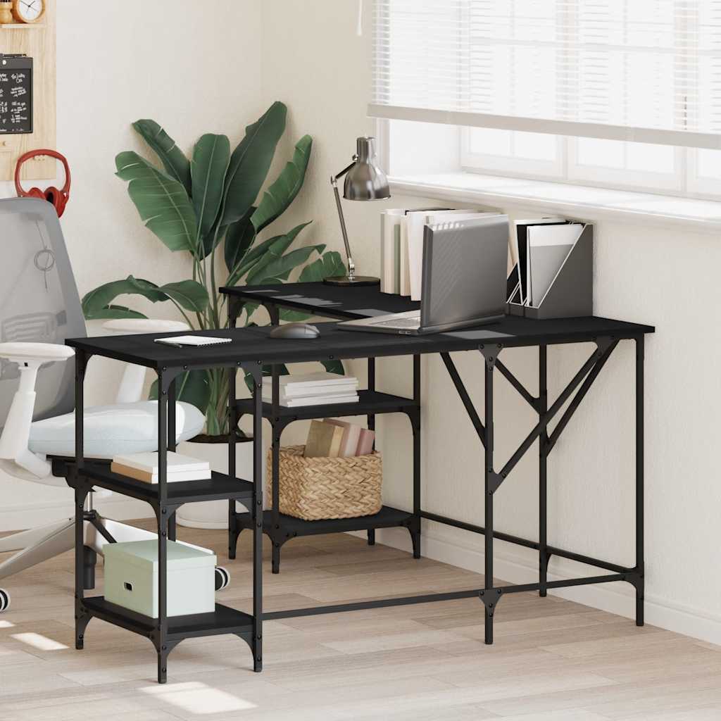 Biurko 139x139x75 cm drewno klejone - czarne - number 1.