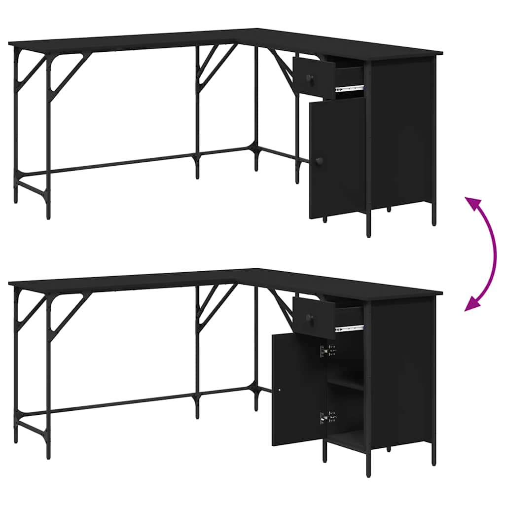 Radni stol 141x141x75 cm izrađeno drvo - crna - number 9.