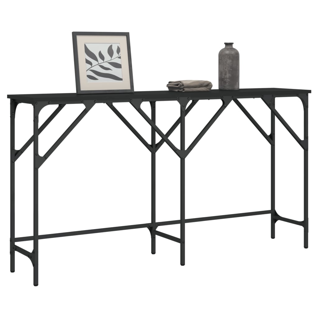 Konsolbord 140x29x75 cm konstrueret træ - sort, 1, 140 cm - number 1.