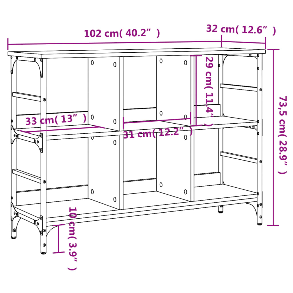 Bokhylle 102x32x73,5 cm konstruert tre - svart, 102 x 32 x 73,5 cm, 1 - number 9.