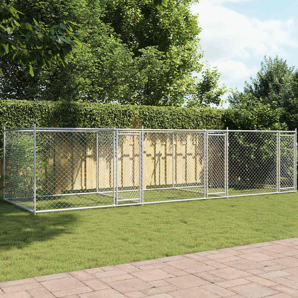 Niche pour chien avec portail 6x2x1,5 m acier galvanisé gris - 6 x 2 x 1,5 m, 1, 3 portes - number 1.