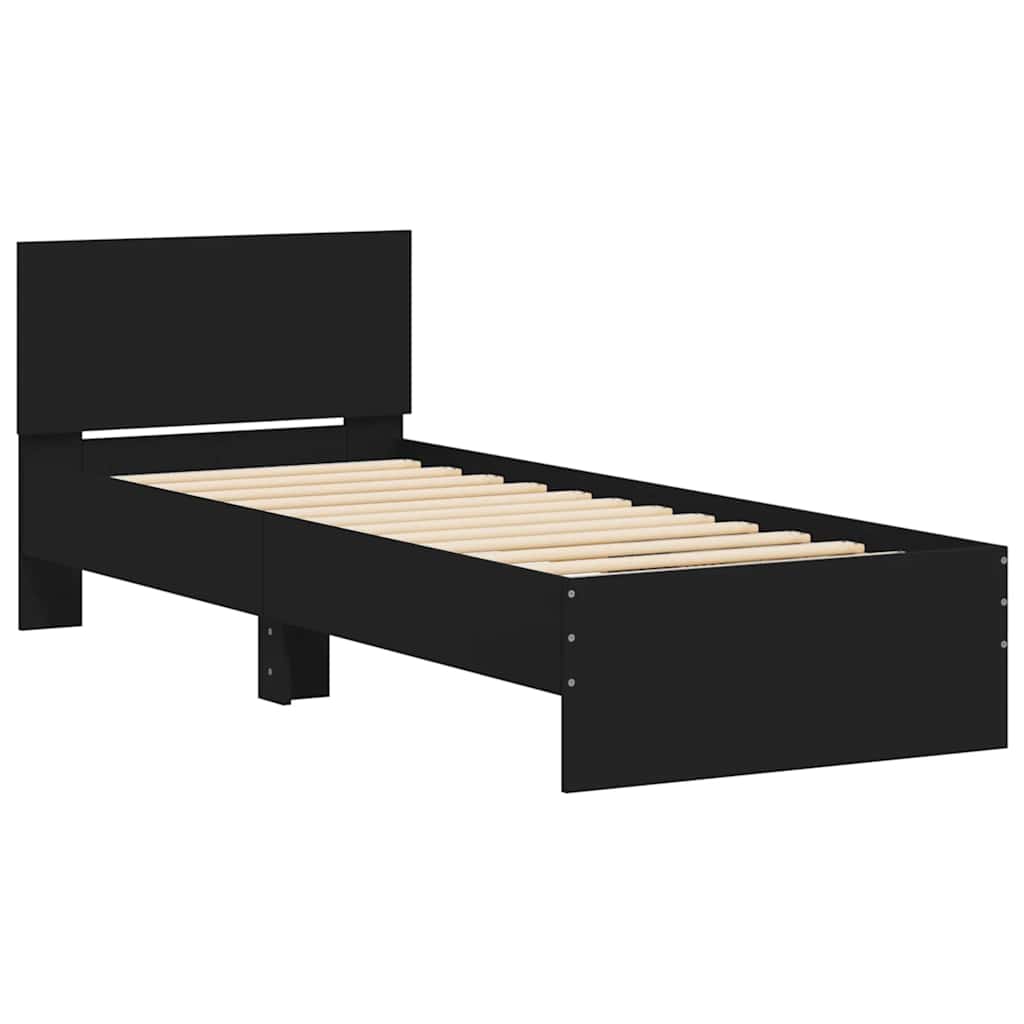 Bed frame with headboard constructed of wood - black, 75 x 190 cm - number 3.
