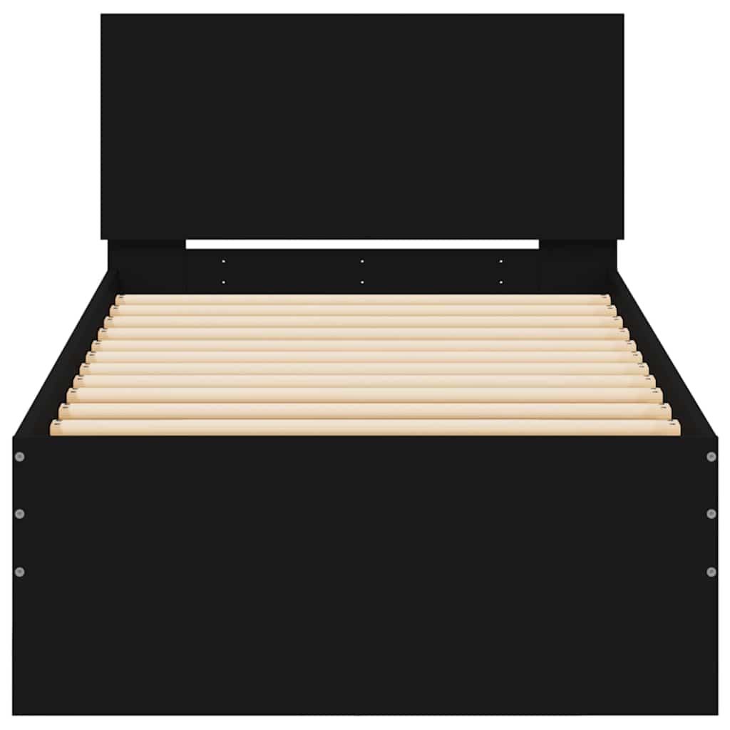 Bed frame with headboard constructed of wood - black, 75 x 190 cm - number 5.