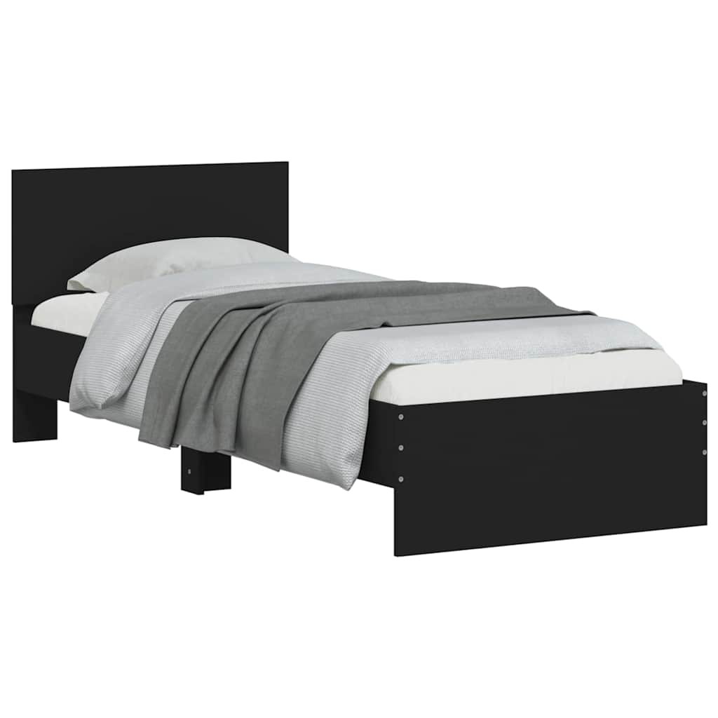 Bed frame with headboard constructed of wood - black, 75 x 190 cm - number 4.