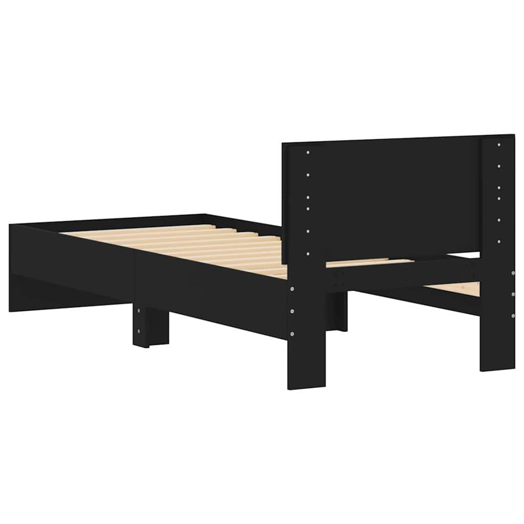 Bed frame with headboard constructed of wood - black, 75 x 190 cm - number 7.