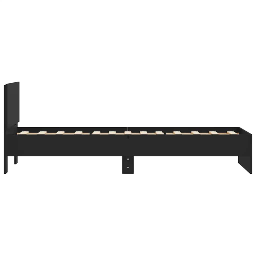 Bed frame with headboard constructed of wood - black, 75 x 190 cm - number 6.