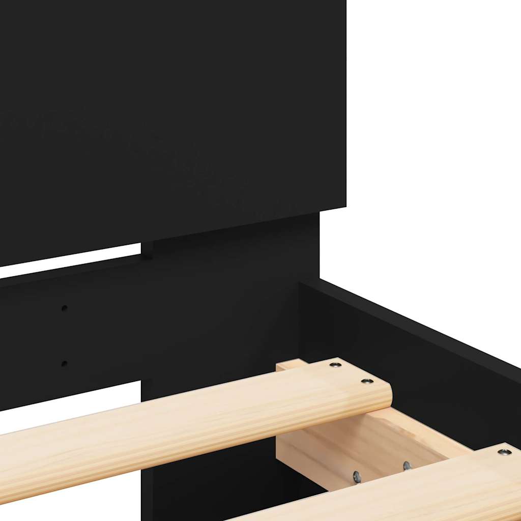 Bed frame with headboard constructed of wood - black, 75 x 190 cm - number 8.