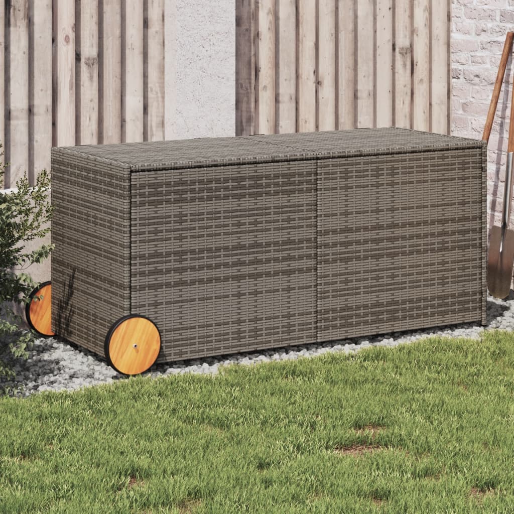 Opbevaringsboks med hjul 283 l polyrattan - grå, 127 x 55 x 56/59.5 cm - number 1.