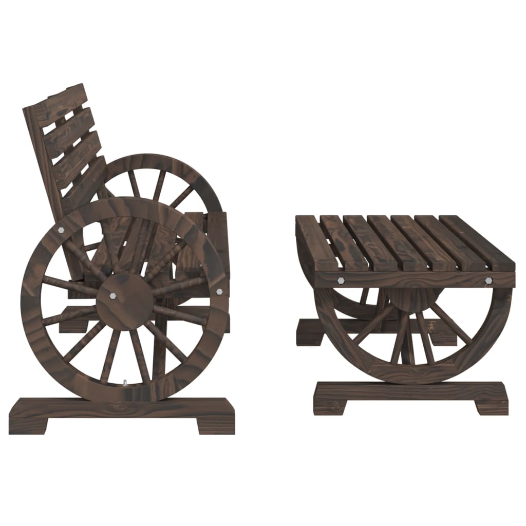 Loungesæt til haven 2 dele massivt grantræ - mørkebrun, 1, chair and table, x - number 4.