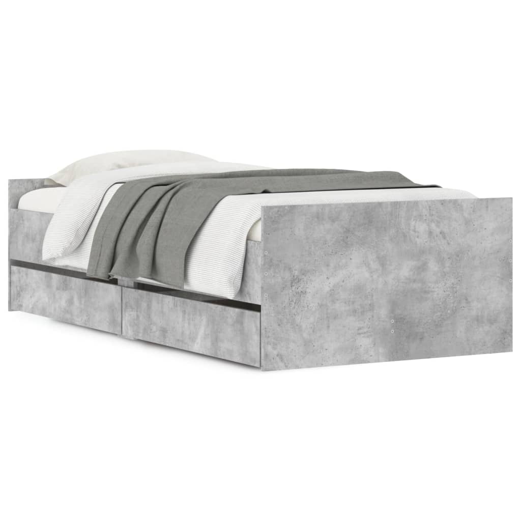 Bed frame with drawers - concrete gray, 90 x 200 cm - number 2.