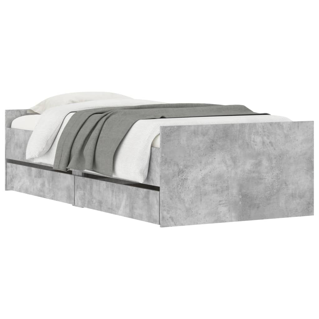 Bed frame with drawers - concrete gray, 90 x 200 cm - number 3.