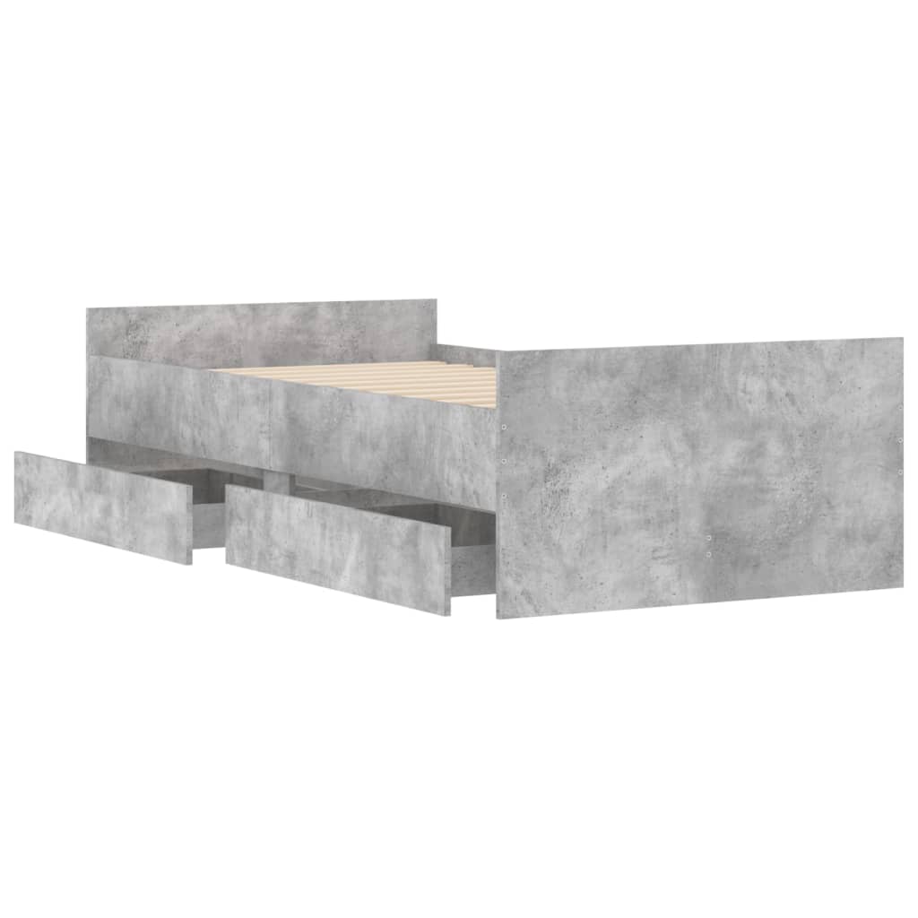 Bed frame with drawers - concrete gray, 90 x 200 cm - number 5.