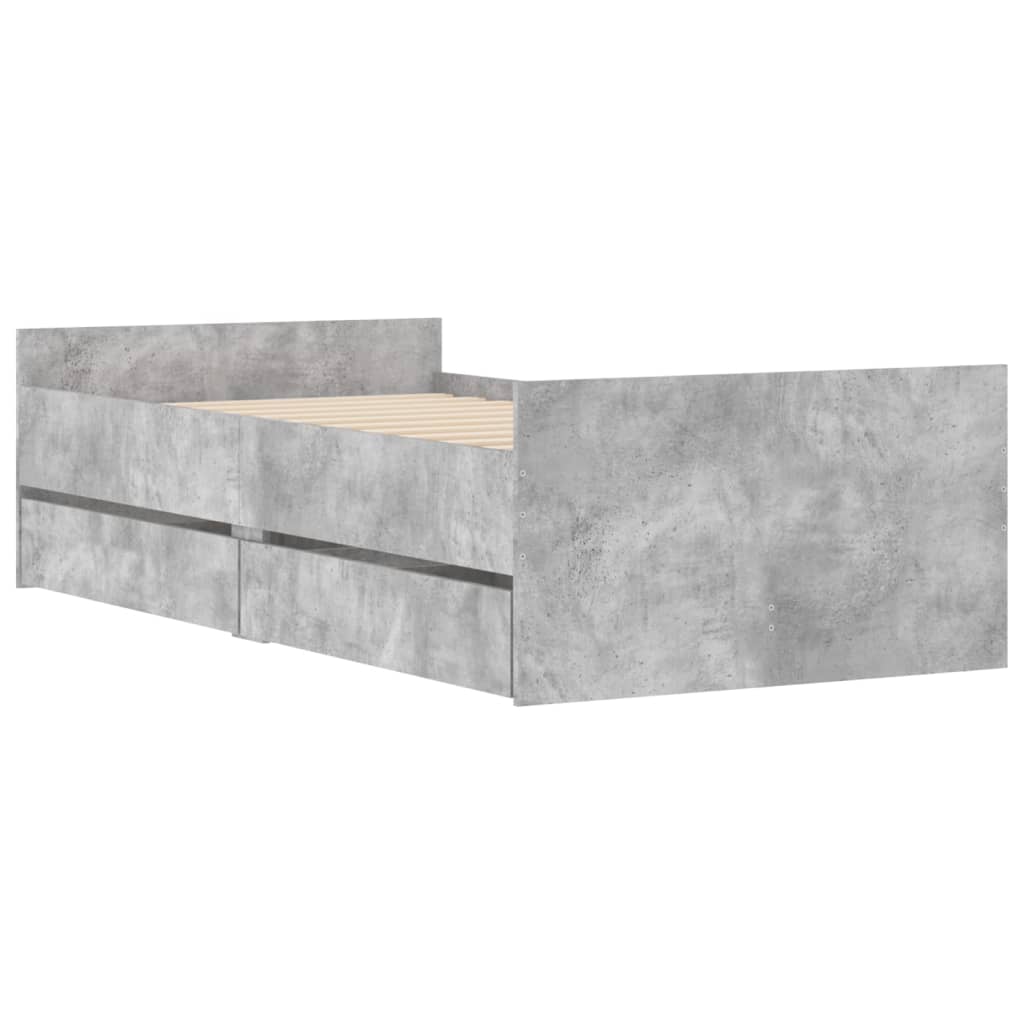Bed frame with drawers - concrete gray, 90 x 200 cm - number 4.