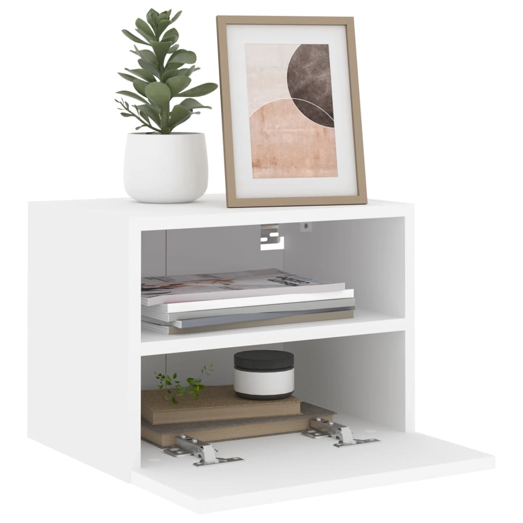 Nástěnné televizní stolky ks. dřevěné dřevo - bílé, 40 x 30 x 30 cm, 2 - number 5.